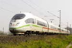 406 007 als ICE 156 nach Amsterdam auf der linksrheinischen Umleiterstrecke über Mönchengladbach - Venlo am 1.4.21.