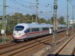Eine High-Speed ICE 3 Doppelzuggarnitur von Kln Hbf kommend auf dem Werg Richtung Sden am 09.10.2010 am S-Bahnhof Steinstrasse in Kln Porz.