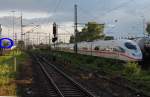 Nach einem heftigen Sturm mit Gewitter am 18.08.2014 im Bahnhof Riedstadt-Goddelau, verfing sich ein Lenkdrachen in der Oberleitung (siehe Kreis). 406 553-8 - und auch andere ICE´s - wurden über die Abstellgruppe umgeleitet.