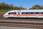Triebzug 8020 'Amsterdam', mit Folierung zum 25-jährigen Jubiläum von ICEs in Amsterdam, am 8. April 2026 bei Hebertshausen.   BR 408
