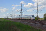 Am 17.05.26 rollte der Velaro 408 013 �ber das Gegengleis durch Radis Richtung Wittenberg um eine vorrausfahrende S-Bahn zu �berholen.