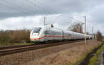 Am 04.02.20 rollte dieser ICE der Reihe 412 als Leerzug durch Jeßnitz Richtung Bitterfeld.