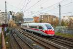 DB ICE4 412 213 mit  Mundschutz  als ICE557 nach Berlin, in Wuppertal, Dezember 2020.