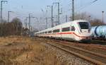 ICE 4 Testfahrt ICE 56287 (gem. Info aus WGW) am 02.03.2021 mit 412 205 / 9205 und 412 206 / 9206 durch Anklam Richtung Rügen