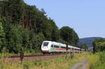 412 031 als ICE 1175 (Kiel Hbf-Chur) bei Kinzighausen 18.7.21