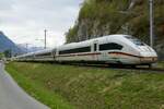 Der ICE 4 Tz 9457  Bundesrepublik Deutschland  auf dem Weg zurück nach Deutschland am 11.4.26 kurz nach dem verlassen von Interlaken West.