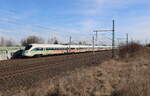 DB 411 080  Darmstadt  als ICE 1652 von Dresden Hbf nach Wiesbaden Hbf, am 07.03.2025 in Erfurt-Azmannsdorf.