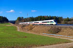 411 059 DB Fernverkehr  Passau  als ICE 27 (Dortmund Hbf - Wien Hbf) bei Parsberg, 23.02.2022