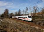 Ein ICE-T nach Wien am 08.02.2014 unterwegs bei Kimpling.
