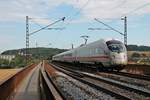 Nachschuss am 24.08.2015 auf 411 564-8  Rödental , als dieser über die Donaubrücke bei Mariaort in Richtung Regensburg Hbf fuhr.