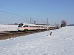 Der 411 082 als ICE nach München am 20.01.2017 unterwegs bei Ramelsbach.