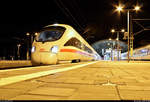 411 075/411 575 (Tz 1175  Villingen-Schwenningen ) als verspäteter ICE 1700 (Linie 18) von München Hbf nach Berlin Hbf (tief) steht in Halle(Saale)Hbf abweichend auf Gleis 9.
[19.10.2019 | 23:28 Uhr]