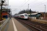 Ein ICE der Baureihe 411 durchfhrt am 06.12.08 den Bahnhof Burgkemnitz in Richtung Zielbahnhof Leipzig Hbf.