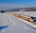 Die Leistung des ICE 1512 bernahm am wunderschnen Morgen des 28.12.2010 der 411 030 (Jena), wobei er hierbei zwischen Lichtenfels und Kronach beobachtet werden konnte.