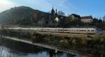 ICE  Neustadt an der Weinstraße  ist am 14.11.11 auf der Saalbahn Richtung Jena in Rothenstein (Saale)unterwegs.