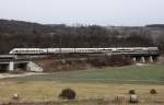 DB ICE-T 411 073-0 Halle als ICE 1609 Warnemnde - Mnchen, Saalbahn KBS 560 Leipzig - Saalfeld, fotografiert bei Abzw. Saaleck am 21.02.2012