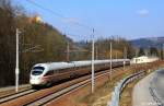 DB ICE-T Tz 1112   Freie und Hansestadt Hamburg   als ICE 23 Dortmund - Wien, KBS 150 Passau - Wien, Passauer Bahn, fotografiert unterhalb Schlo Neuburg am Inn zwischen Wernstein und Schrding am 16.03.2013