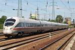 Hier 411 018-5  Plauen/Vogtland  als Leerzug von Berlin Rummelsburg nach Berlin Sdkreuz, bei der Durchfahrt am 7.7.2013 durch Berlin Schnefeld Flughafen, in Richtung Genshagener Heide.