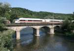 411 058 als ICE 1512 (Mnchen Hbf–Berlin–Hamburg-Altona) am 15.08.2013 auf der Saalebrcke in Bad Ksen