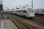 Am 12.04.2016 fährt dieser Triebzug 1167  Traunstein , BR 411 , als ICE 1209 nach München Hauptbahnhof. Aufgenommen bei der Durchfahrt Teltow.
