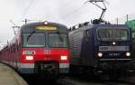 Am 27.11.11 gelang mir dieses Bild von 420 360 und 143 048 alias RBH121. 
Ein netter Vergleich zwischen Ost und West... aufgenommen im Bahnhof Frankfurt Griesheim. 