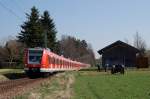 423 170 und 423 072 mit einer S-Bahn nach MWO zwischen Hohenschftlarn und Baierbrunn (11.04.2007)