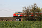Zwischen den Kerpener Bahnhöfen  Sindorf  und  Buir  wurden 423 050 und 423 034 fotografiert.
Das Bild entstand am 17. April 2010