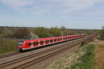 423 629 und 423 665 aus Petershausen kommend am 6. April 2024 bei Vierkirchen.