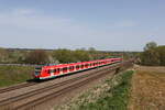 423 205 und 423 166 aus Petershausen kommend am 7. April 2024 bei Vierkirchen.