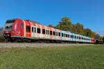 S-Bahn München 423 609 ist die neuste Bemalung für Klima zwischen Neu Gilching und Weßling am 27.10.26 fotografiert.