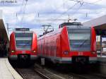 Zwei Zge der Linie S1 treffen sich in Mnchen-Laim.