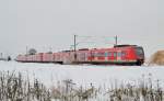 Eine S11 kommt an den Haltpunkt Allerheiligen gefahren, der Zug besteht aus zwei 423iger die auf dem Weg zum Flughafen Dsseldorf sind.