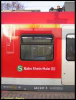 Das neue Erscheinungsbild der S-Bahn Rhein-Main, alle Zge werden sukzessive mit dem Schriftzug versehen.