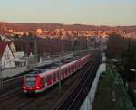 Am 28.1.14 war 423 336 auf der S-Bahn Linie 1 zwischen Kirchheim und Herrenberg unterwegs.