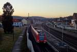 Am 28.1.14 war 423 340 als S1 unterwegs. 
Hier verlässt der Zug soeben den Bahnhof Esslingen Zell. 