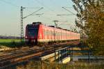 423 763 kommt als S11 von Nievenheim gen Allerheiligen gefahren auf ihrem Weg nach Düsseldorf Flughafen. 21.11.2014