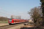 423 601-4 war am unverhofft sonnigen 28.03.15 als S2 nach Petershausen in Poing unterwegs.