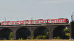 Der Elektrotriebzug 423 540-4 befuhr Ende August 2022 die Duisburg-Hochfelder Eisenbahnbrücke.