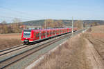 425 649 als RB 58111 von Würzburg Hbf nach Treuchtlingen bei Oberhessbach, 23.02.2019