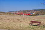425 146 DB Regio als RB 58123 (W�rzburg Hbf - Treuchtlingen) bei Schmalenbach, 28.03.2022

