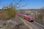 425 085 DB Regio als RB 58123 (W�rzburg Hbf - Treuchtlingen) bei Ansbach, 20.04.2022