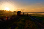 Morgenstimmung an der Bahnstrecke Treuchtlingen-W�rzburg bei Oberdachstetten.