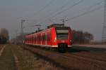 425 251 als RB von Biblis nach Karlsruhe Hbf.Am 07.01.10 in Lampertheim.