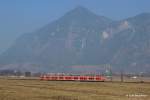 Hier ist ein ET der BR 425 als RB 79067 nach Kufstein beim Kloster Reisach Richtung Oberaudorf unterwegs.