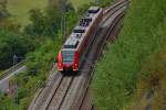  Luftbild  auf den 425 730-9 der als S2 nach Mosbach Baden unterwegs ist und hier vom Weg zur Margaretenschlucht aus fotografiert wurde.21.9.2012