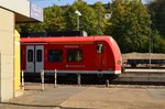 Teilansicht des soeben nach Osterburken ausfahrenden Triebzuges mit dem Namen Meckesheim aus Neckarelz. Es handelt sich um einen Zug der Linie S1. 12.9.2016