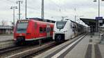 Hier in Graben-Neudorf zu sehen sind die beiden sich im Einsatz befindlichen Baureihen der S-Bahn Rhein-Neckar.