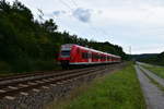 Dieser S1 Zug nach Kaiserslautern, ist hier am späten Samstagnachmittag zwischen Osterburken und kurz vor Zimmern von mir abgelichtet worden.