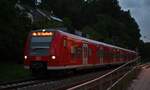 Im Moment laufen die Züge des VRN auf der Linie S1 und S2 im Inselbetrieb zwischen Eberbach und Osterburken. So läuft der S2 Triebwagen 425 105 am Abend des 1.8.2021 in Neckarburken ein auf seinem Weg nach Eberbach.