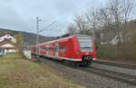 425 760 als S2 nach Mosbach Baden verlässt gerade Neckargerach mit + 20 Min. Am 21.1.2022.